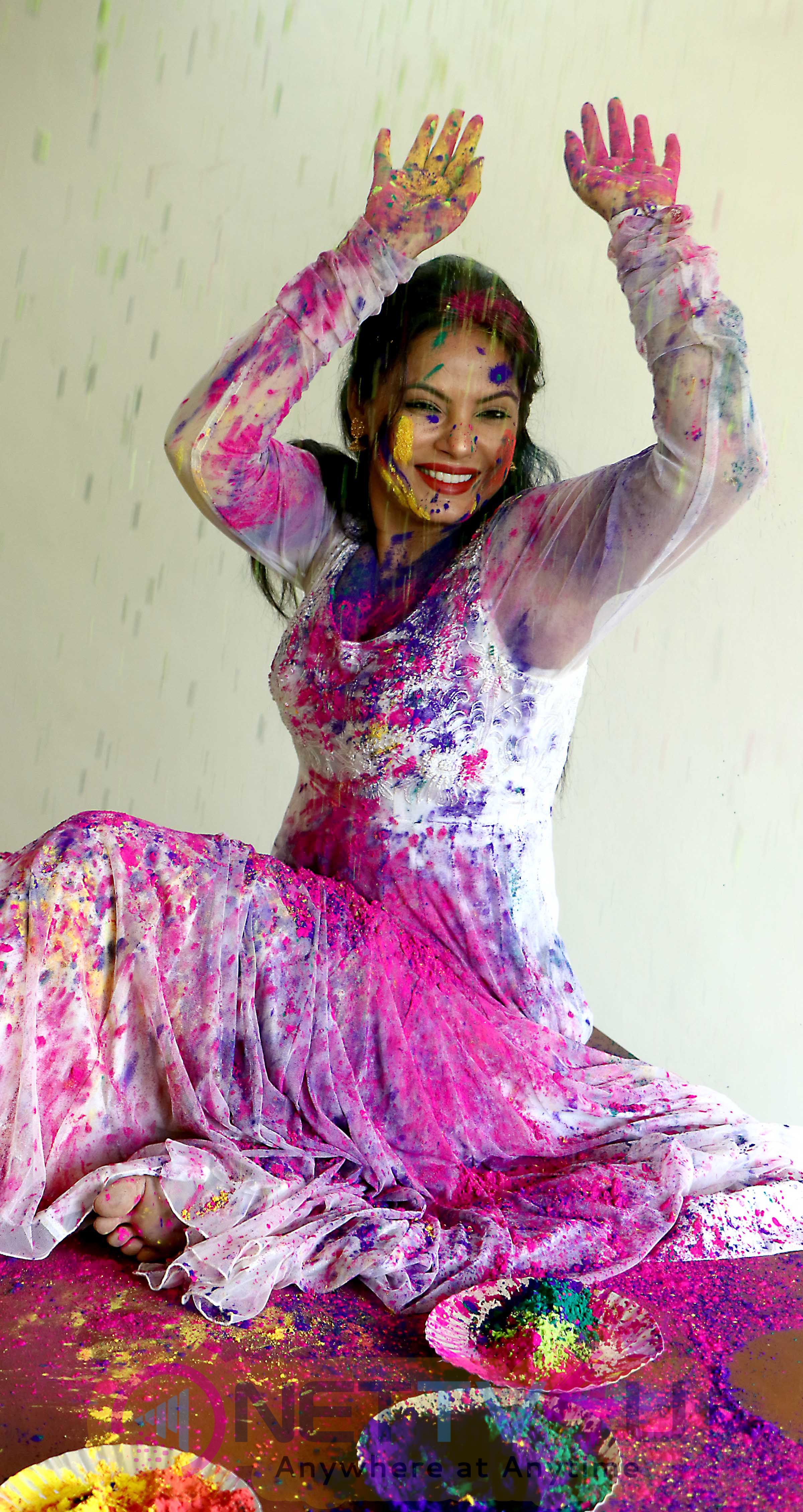 Actress Cum Producer Neetu Chandra In A Dry Holi Celebration Cute Photo Shoot Hindi Gallery