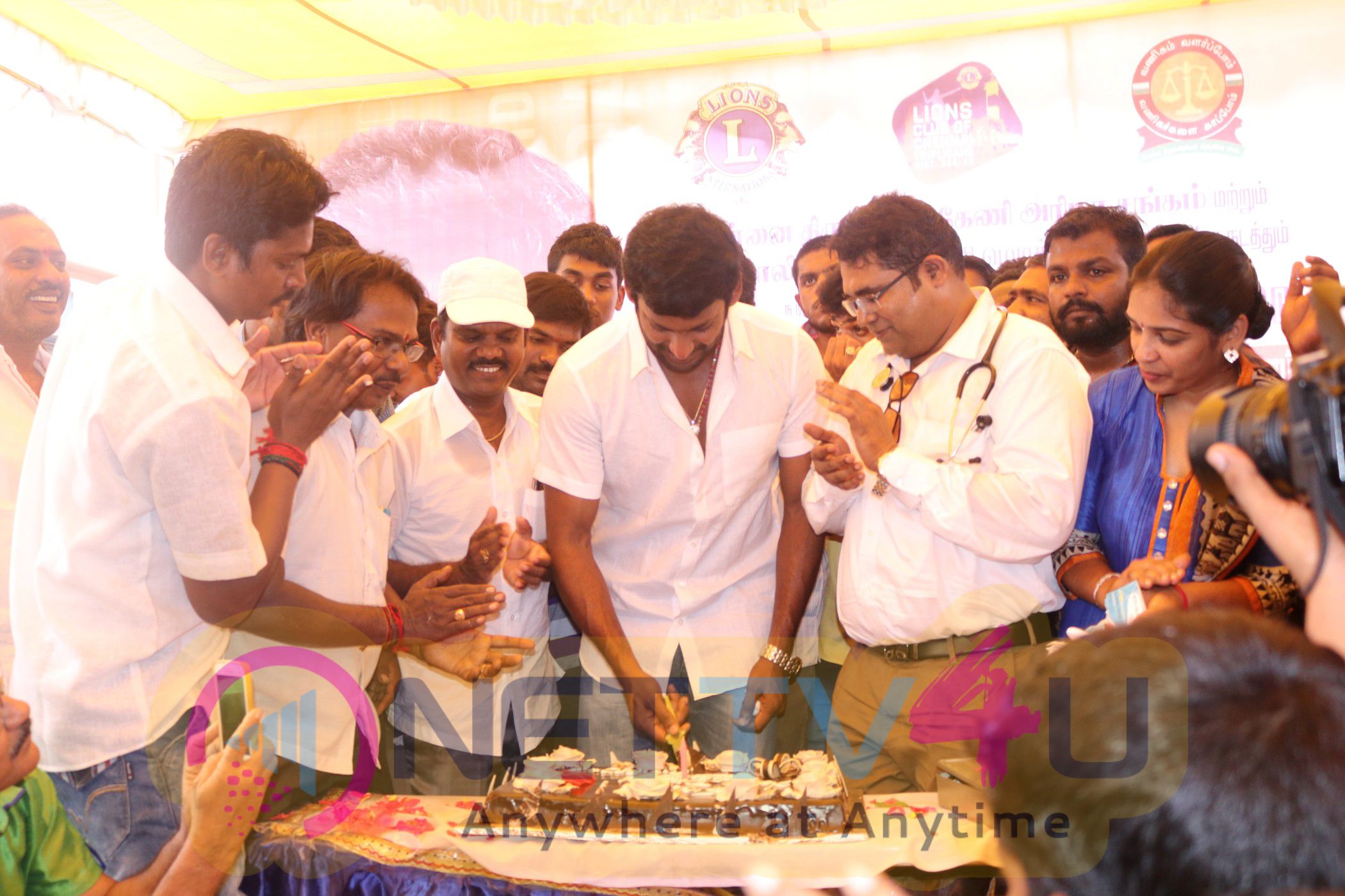 Actor Vishal Birthday Celebration Stills And MPS Poly Clinic Operates In Partnership With A Mixture Of Special Medical Camp Set 