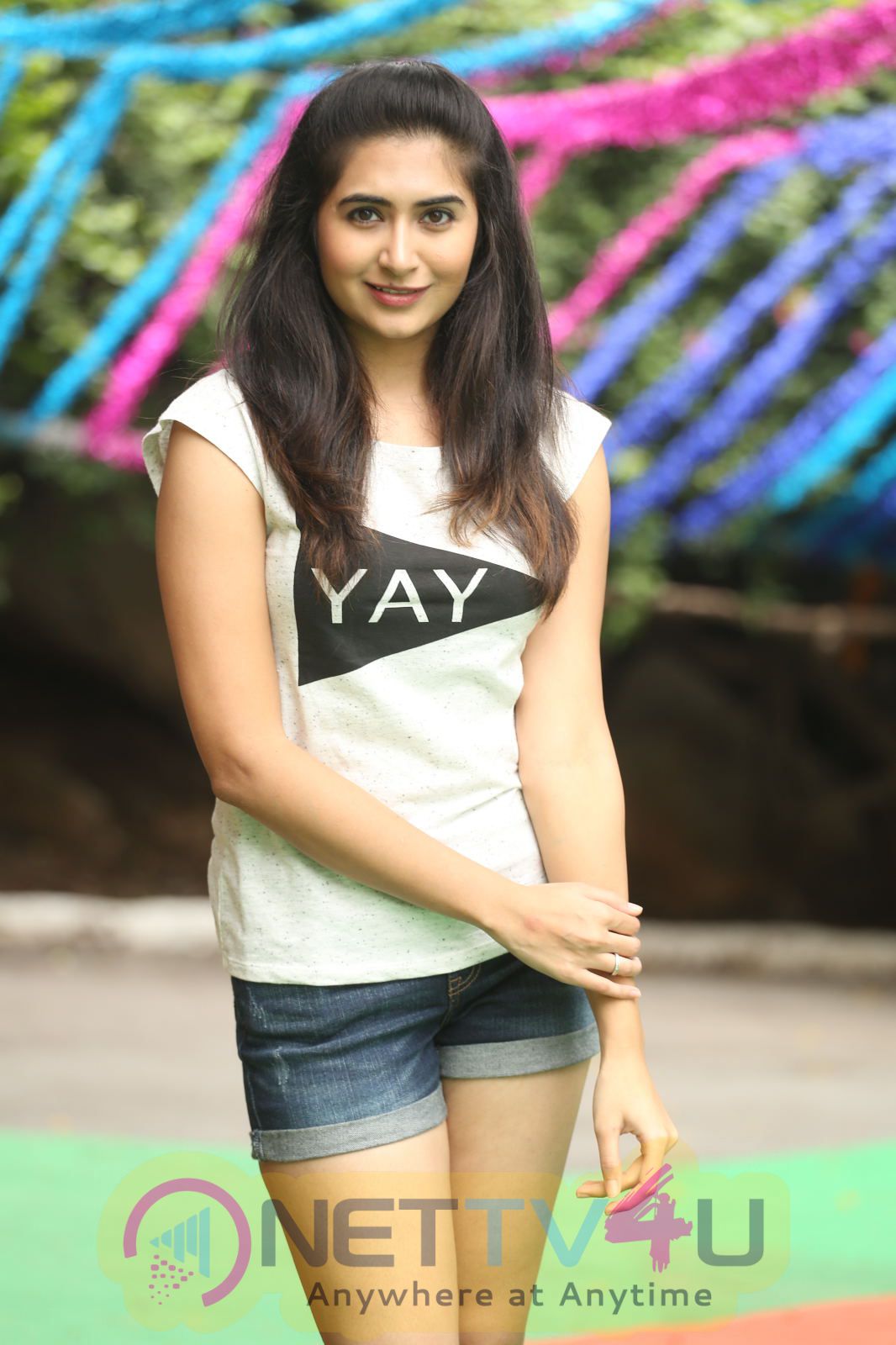 Actress Vyoma Nandi Stills In White T-Shirt Telugu Gallery