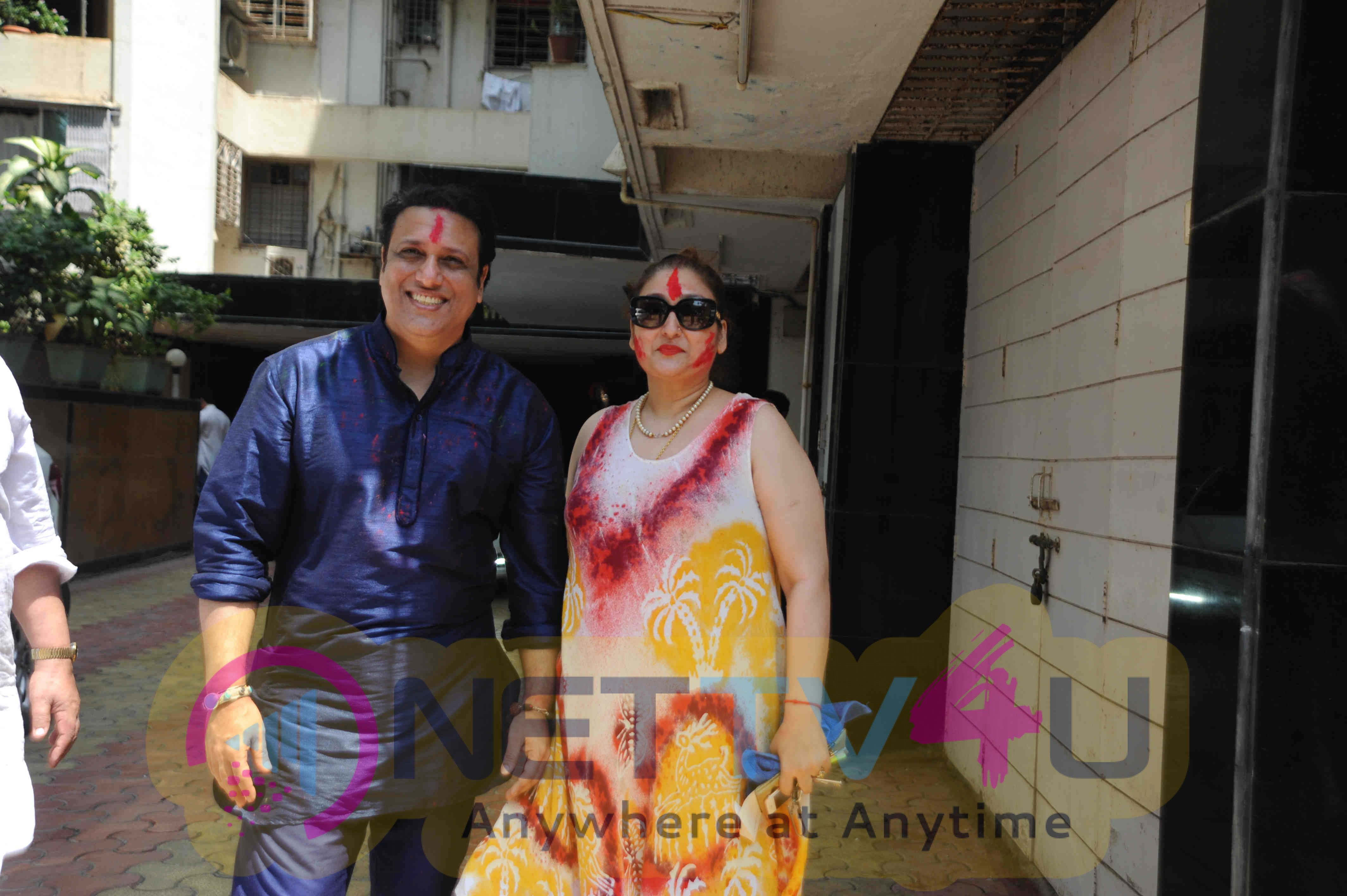 Actor Govinda Celebrates Holi 2016 With His Family Photos Hindi Gallery