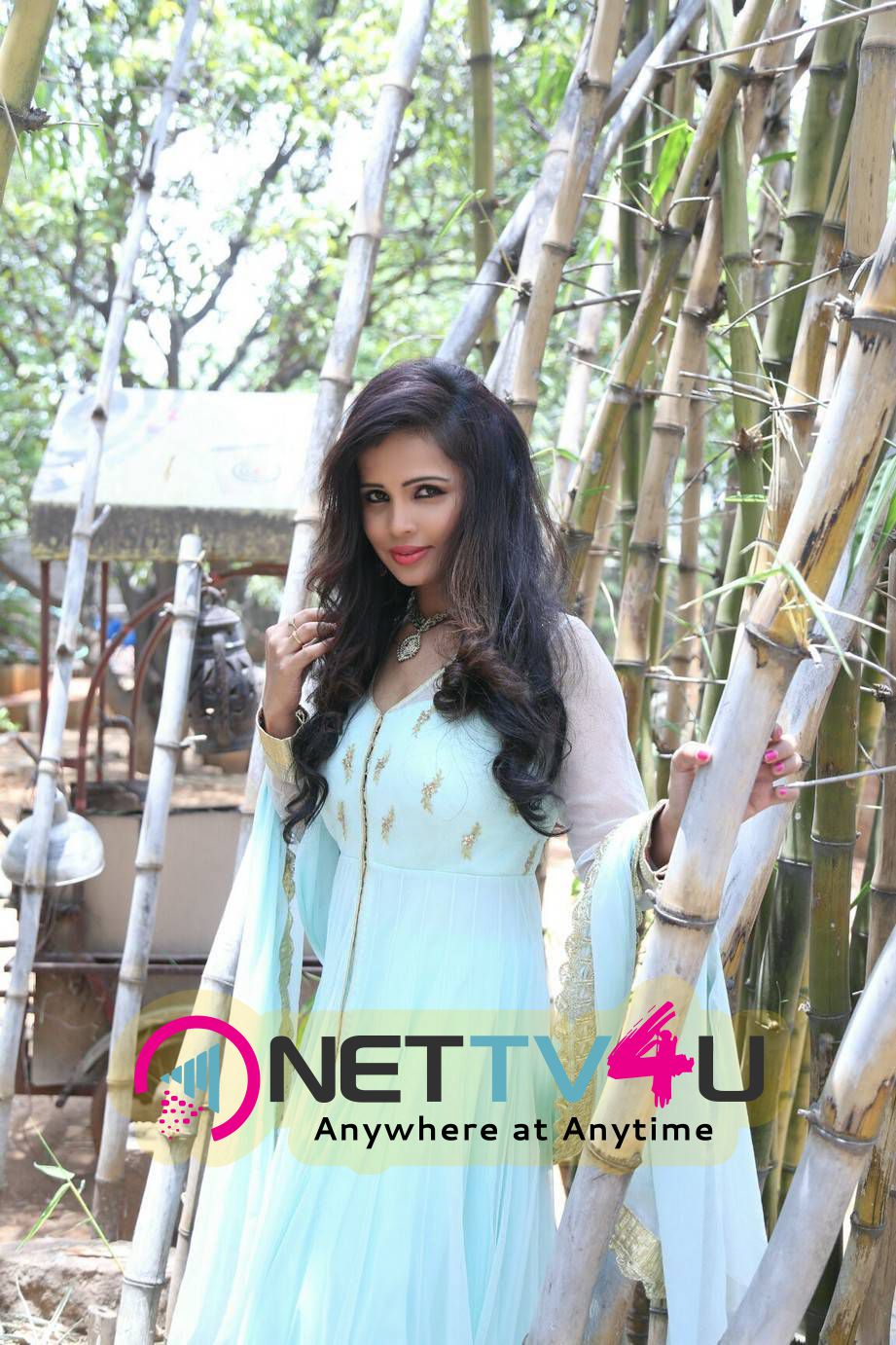actress hashika dutt in light sky blue dress photo gallery 1