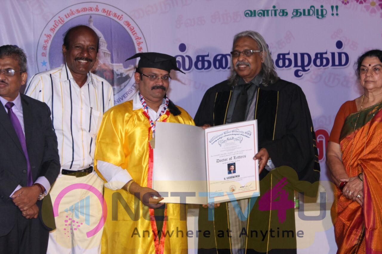 Doctorate To Eli Movie Producer G Sathiskumar By International Tamil University Usa Photos Tamil Gallery