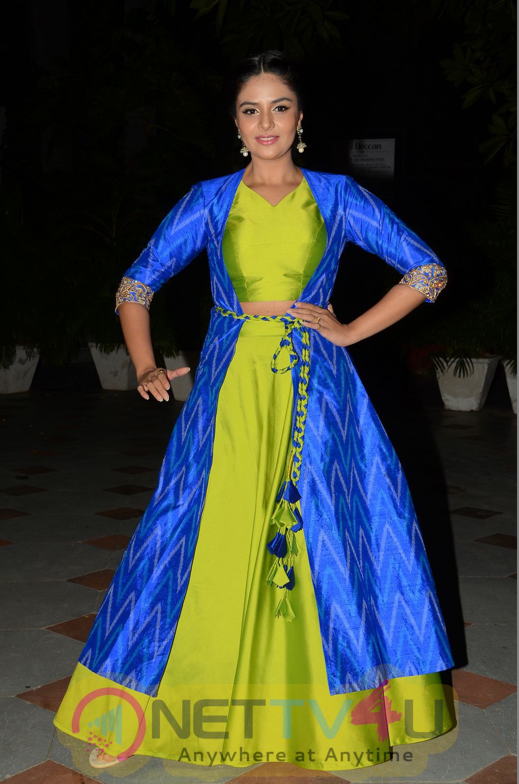 Beautiful actress Srimukhi mirror work floor length dress For Super Serial  Championship This Sunday on Zee Telugu