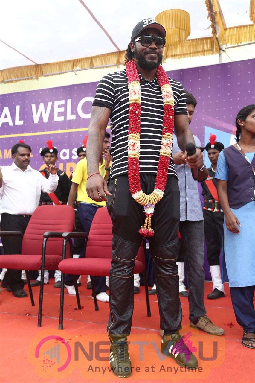 West Indies Cricketer Chris Gayle Visited Velammal School Photos Tamil Gallery