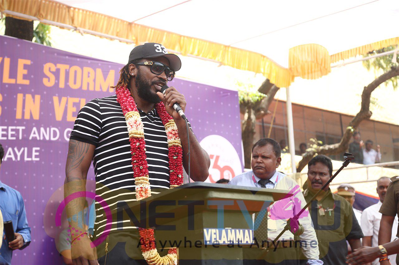 West Indies Cricketer Chris Gayle Visited Velammal School Photos Tamil Gallery